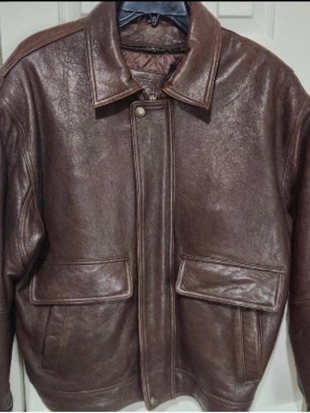 Brown Leather vintage Bomber Jacket - Classic Pilot Style